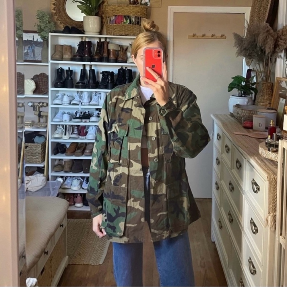 Camo utility button up jacket
